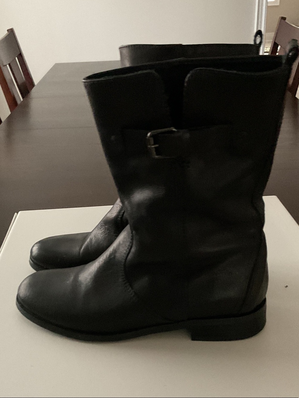 J. Crew Black Leather Lace-Up Mid-Calf Boots